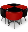 Table en verre et 4 chaises encastrables bicolore - 5 coloris - 
