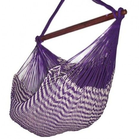 Hamac chaise mexicain en tissu violet avec rayures - 