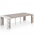 Table console extensible 12 couverts ivoire et chene Ariala XL - 