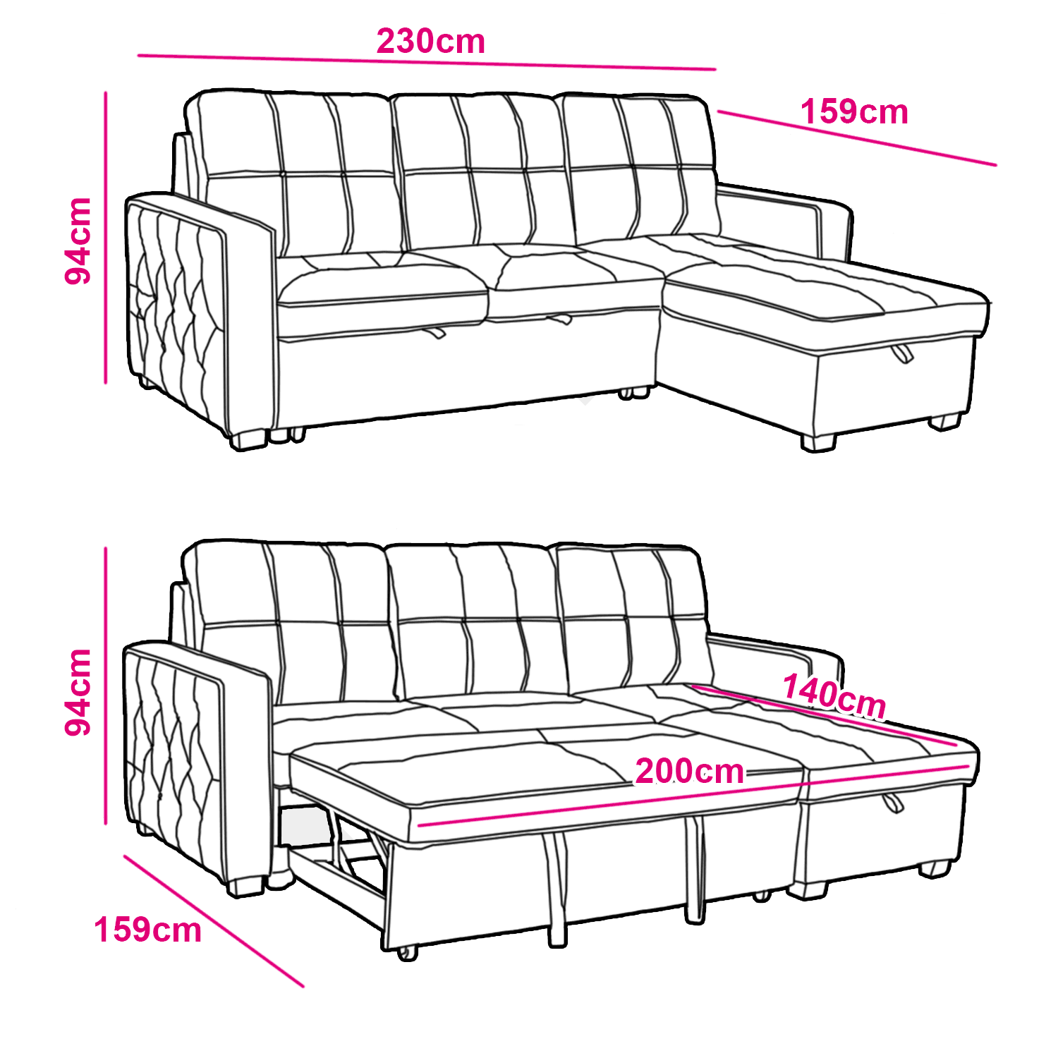 dimensions du canapé Delorme